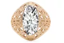 Zircon Or jaune 14 carats Anneau Style vintage vrc074y